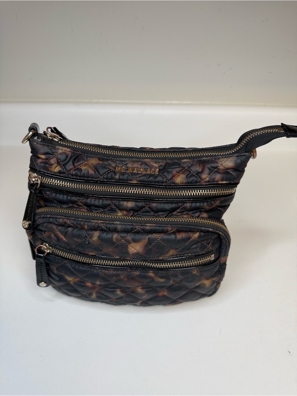 MZ Wallace Tortoise-Print Downtown Crosby Crossbody - Black/Brown - Picture 2 of 10